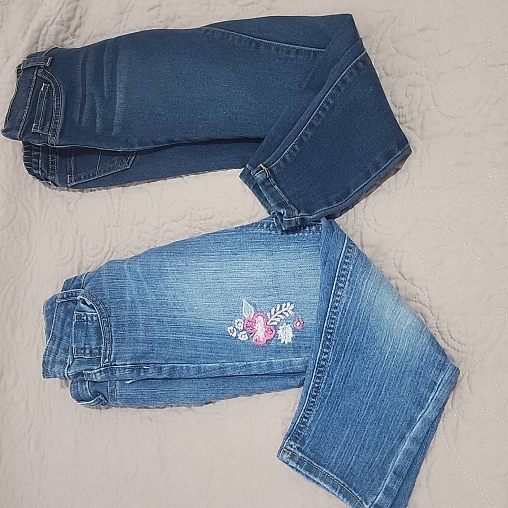2 pairs of Jean's little girl size 5 & 6